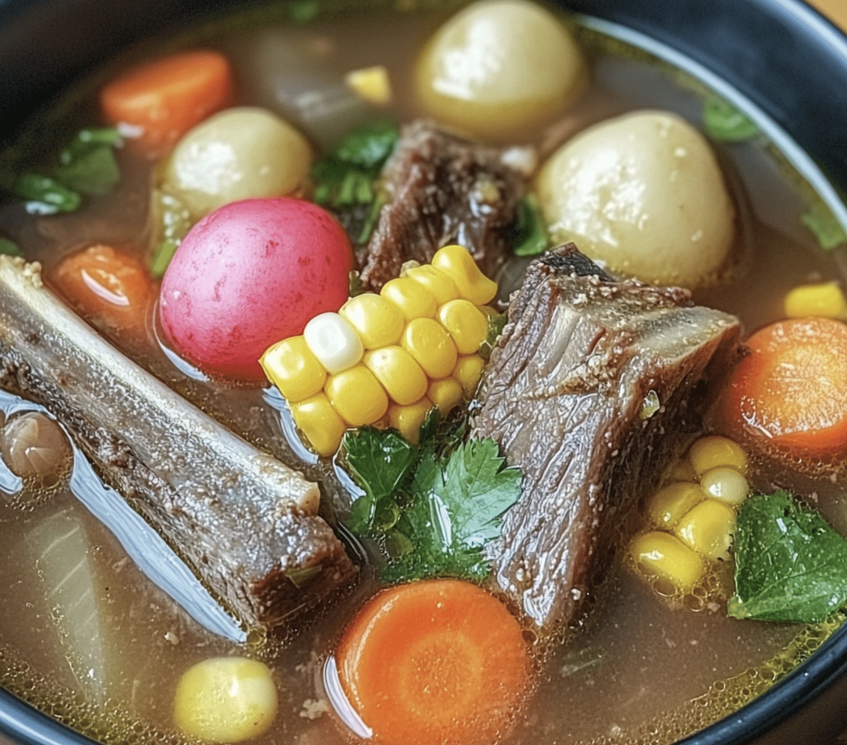 Beef Rib Soup With Carrots, Corn, And Radish Recipe