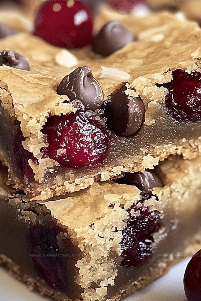 Maraschino Cherry Chocolate Chip Cookie Bars That Pop
